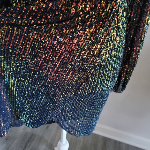 Fraiche by J Sparkling Sequined Wrap Dress - Picture 8 of 10